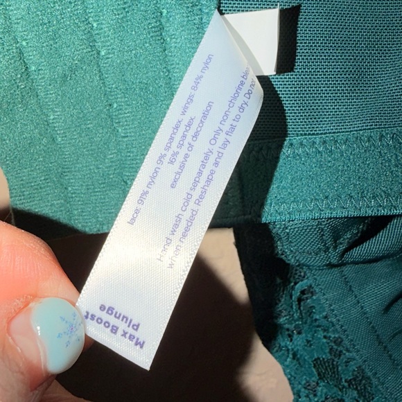 Cacique Lane Bryant Emerald Lace Max Boost Plunge Bra - Picture 10 of 10